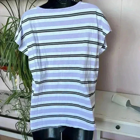 Michael Kors Lavender/Blk/Wht Short Sleeve Summer Tee Womens Sz L - Picture 3 of 4